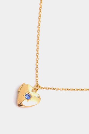 Birthstone Heart 14K Gold-Plated Pendant Locket Necklace