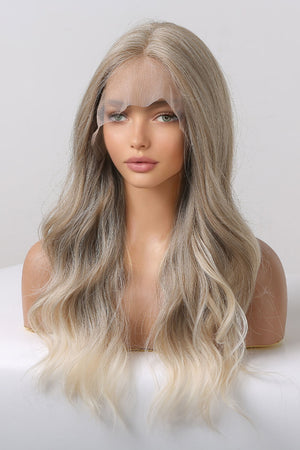 13*2" Lace Front Wigs Synthetic Long Wave 24" 150% Density Medium Blonde Highlights