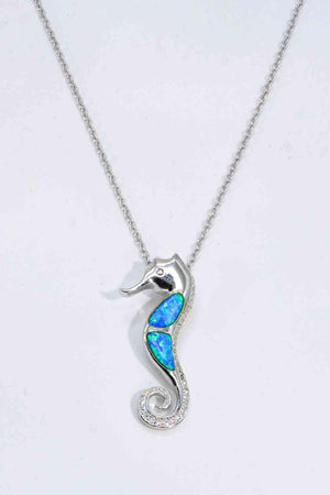 Opal Seahorse 925 Sterling Silver Necklace