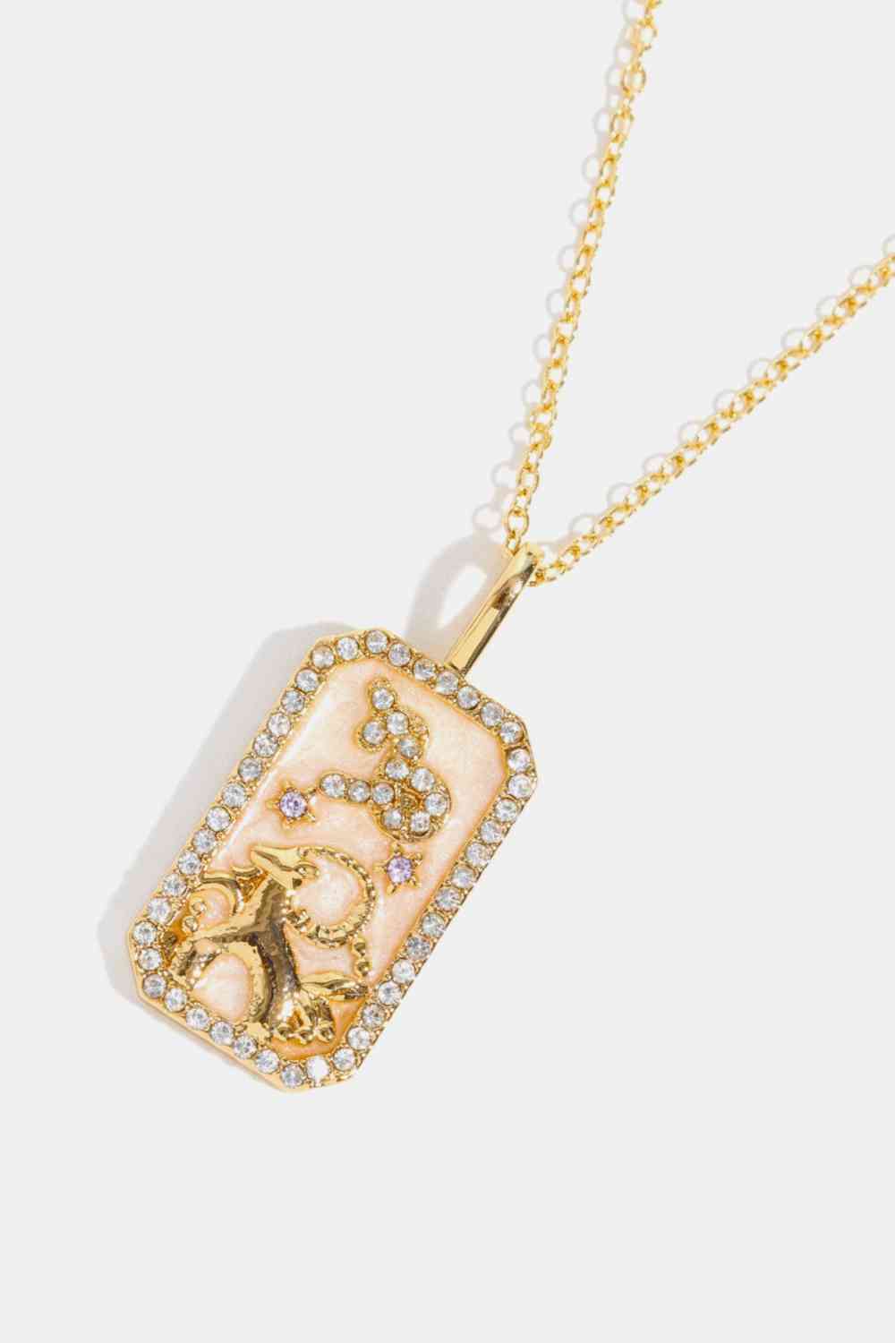 Zodiac Rhinestone Constellation Pendant Copper Necklace