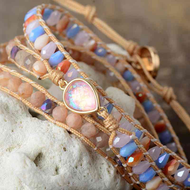 Natural Stone Crystal Opal Beaded Bracelet