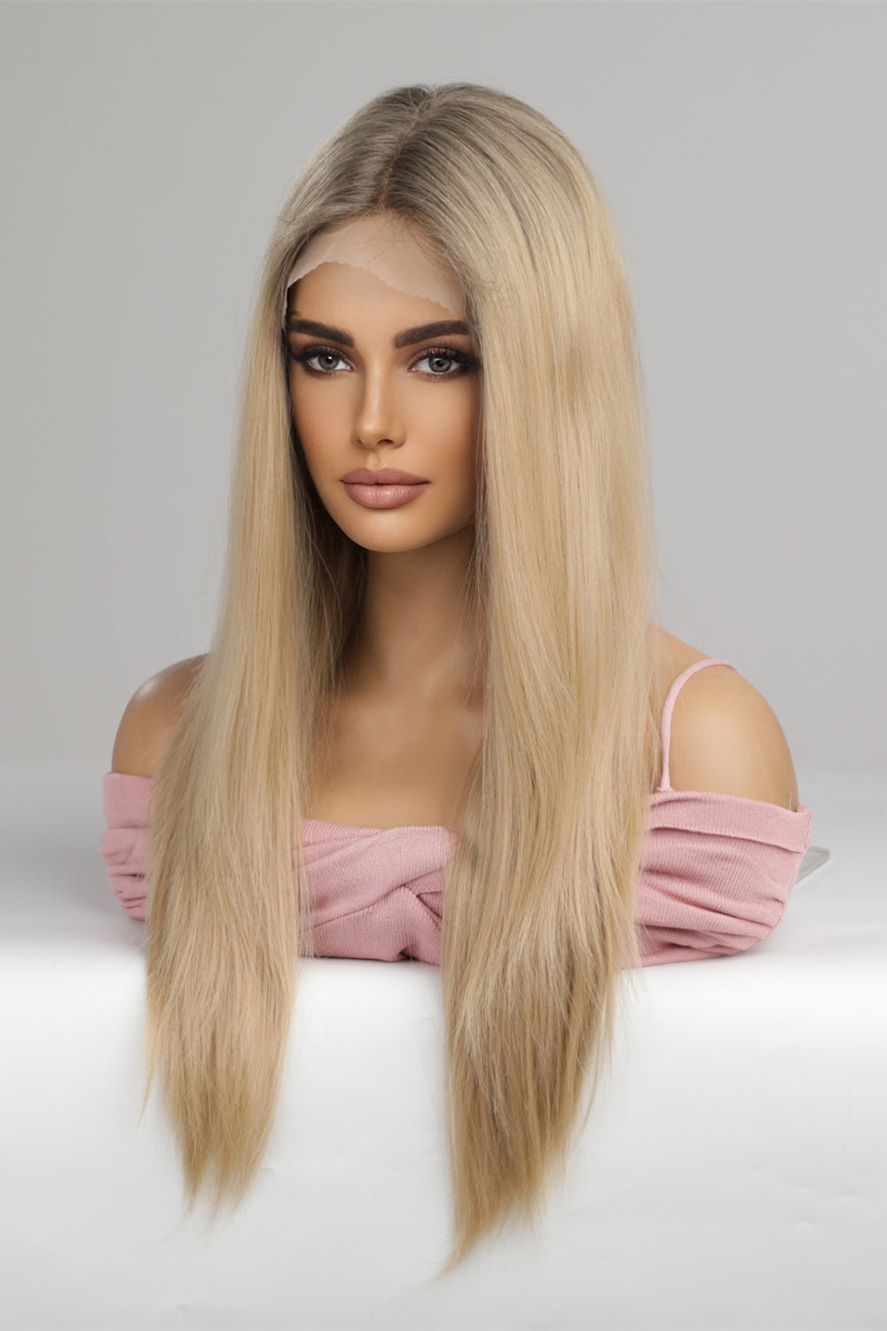 13*2" Blonde Straight Lace Front Synthetic Wig 24'' 150% Density