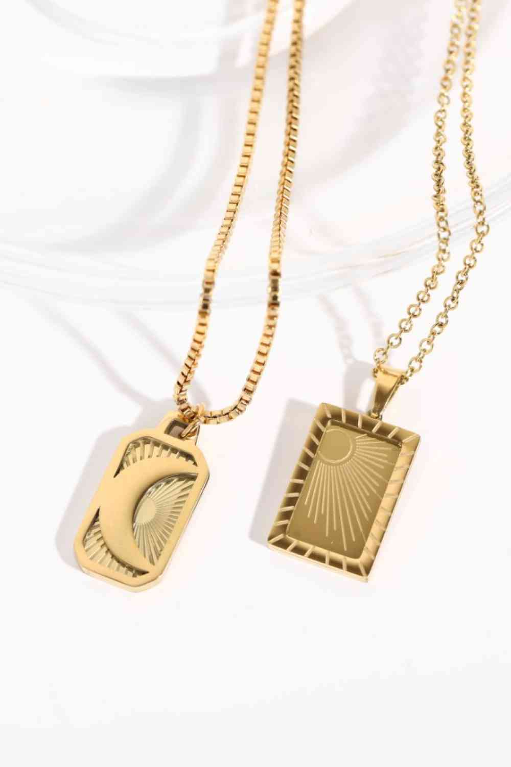 Celestial Sun Moon Stainless Steel 18K Gold-Plated Necklace