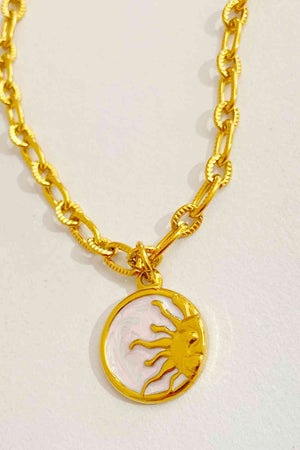 Celestial Moon Sun Round Pendant Stainless Steel Necklace