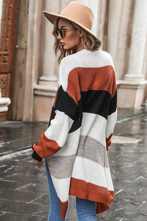 Striped Open Front Cardigan (S-L)