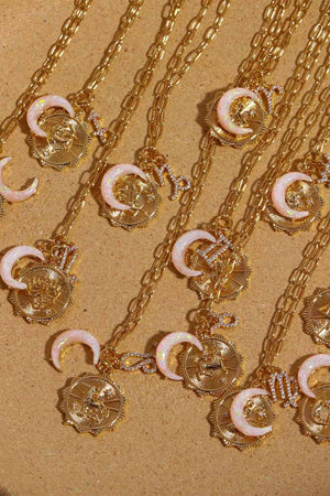 Horoscope Constellation + Moon Pendant Copper Necklace