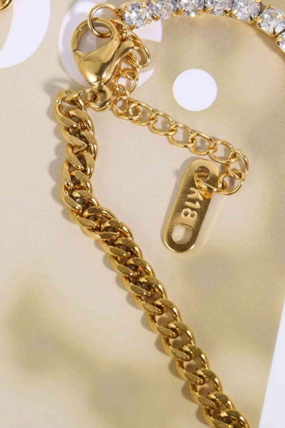 18K gold-plated Zircon Stainless Steel Bracelet