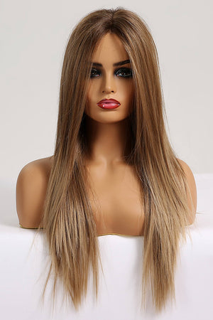 13*2" Brown Highlight Lace Front Synthetic Long Straight Wig 26'' 150% Density