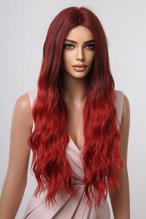 13*1" Red Ombre Synthetic Long Wave Wig 27"
