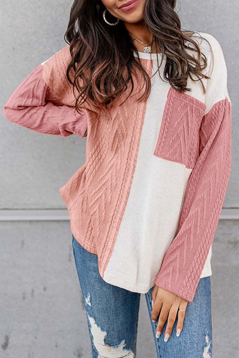 Color Block Cable-Knit Sweater (S-3XL)