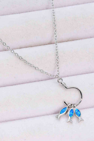 Opal Fish on Hook Necklace