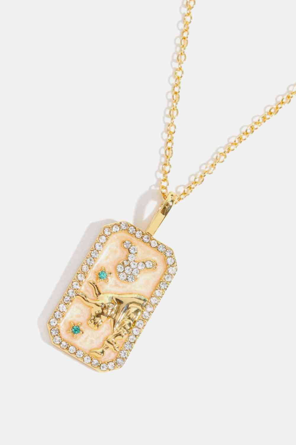 Zodiac Rhinestone Constellation Pendant Copper Necklace