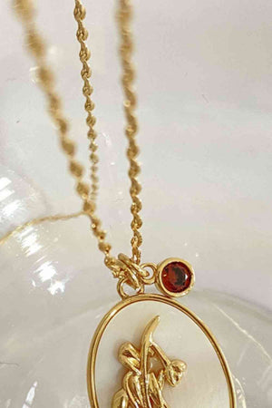 Birth Stone Flower Shell Pendant Copper Necklace