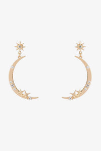 Zircon Star + Moon Alloy Earrings