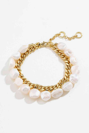 Two-Tone Double-Layered Pearl Bracelet