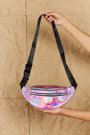 Holographic Double Zipper Fanny Pack