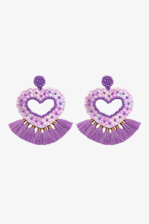 Boho Heart Tassel Dangle Earrings