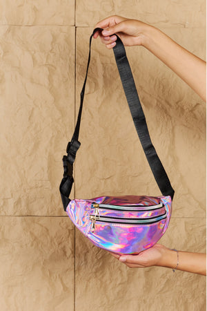 Holographic Double Zipper Fanny Pack