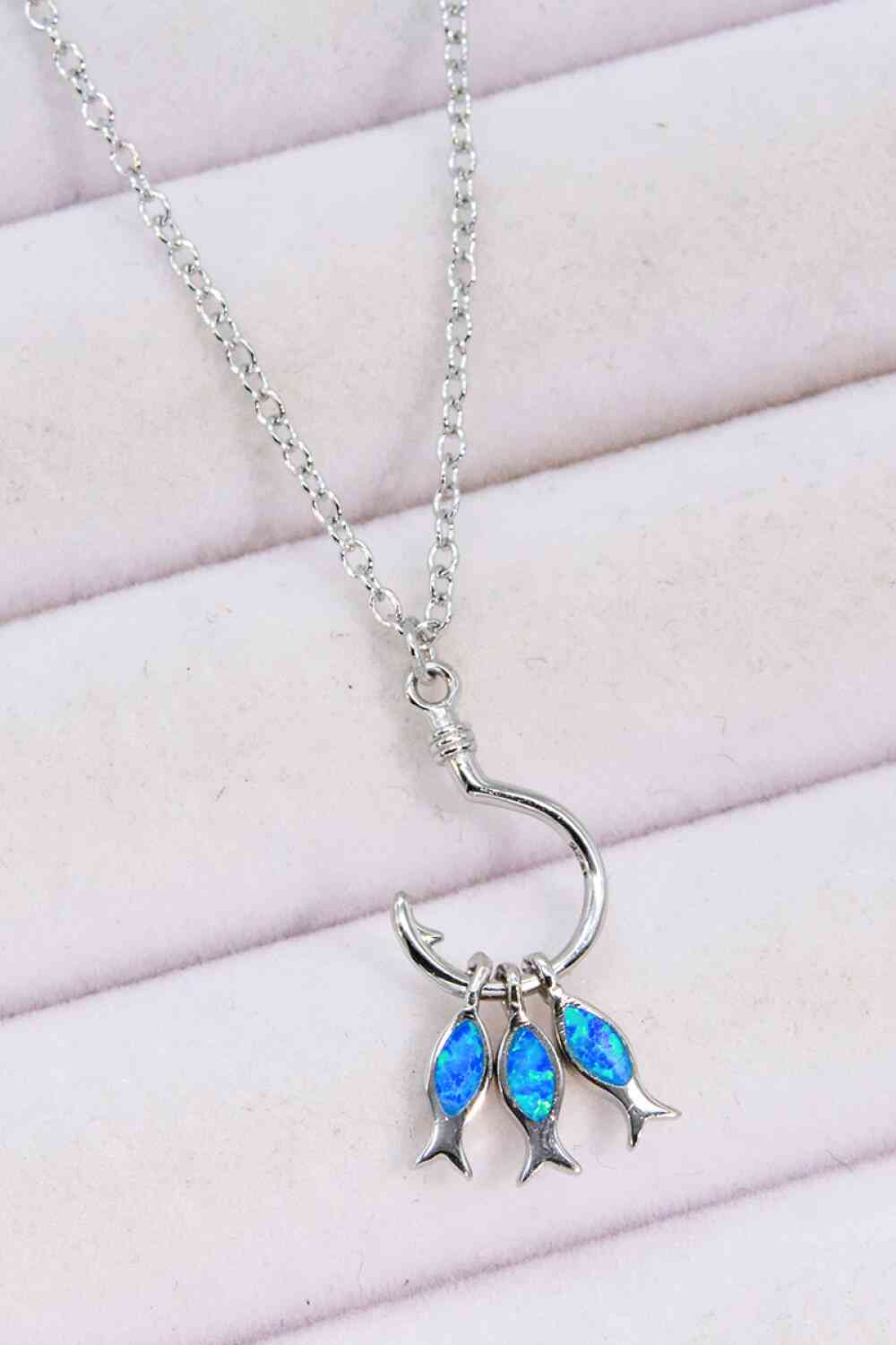 Opal Fish on Hook Necklace