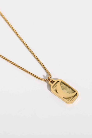 Celestial Sun Moon Stainless Steel 18K Gold-Plated Necklace